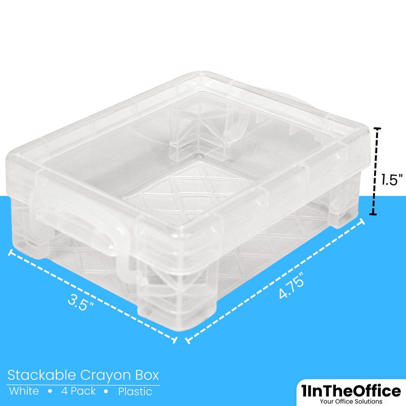 1InTheOffice Crayon Box, Stackable Clear (4 Pack.) - Image 3